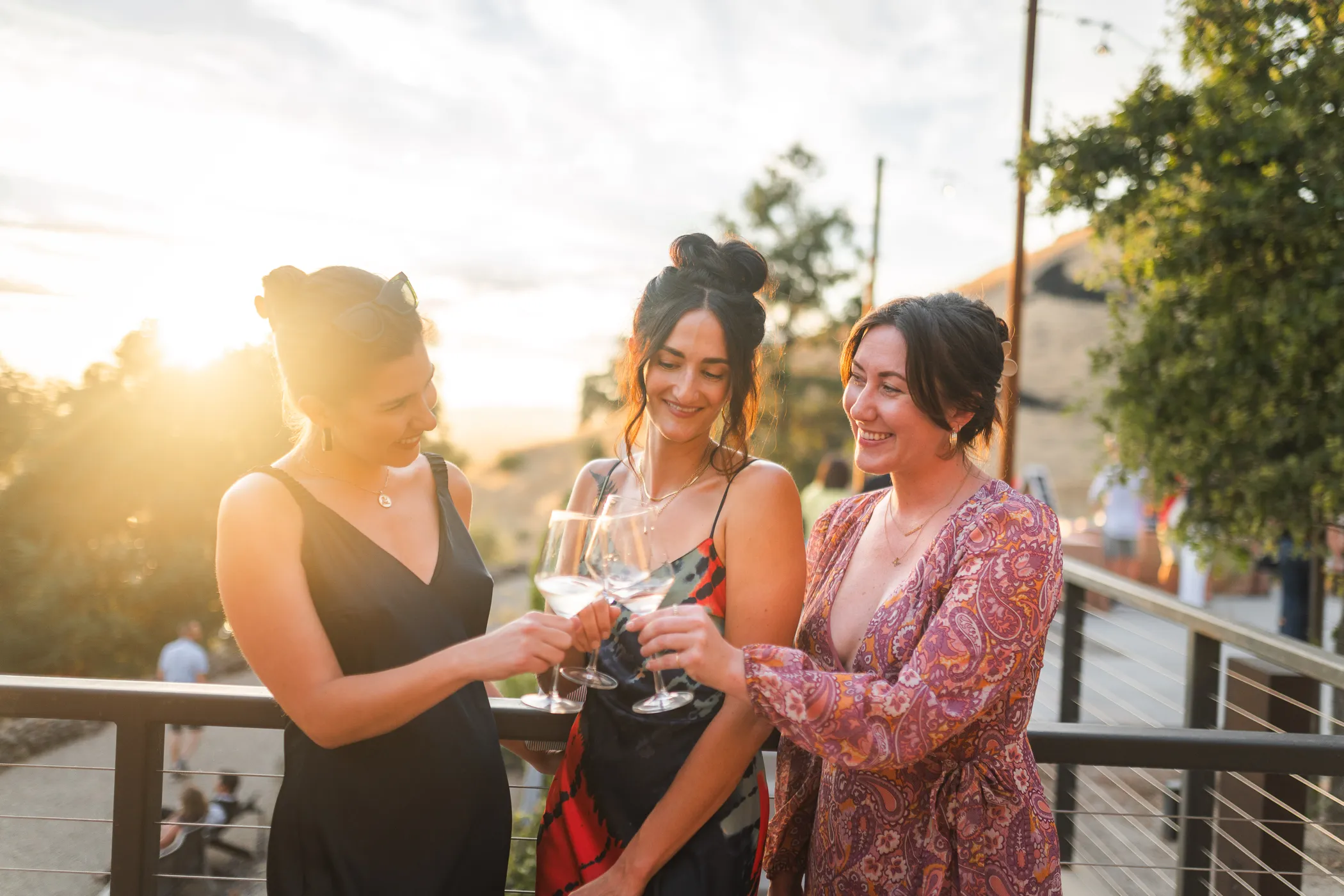 SunsetSoirree-81 Friends enjoying wine at a sunset soiree in Russian River Valley