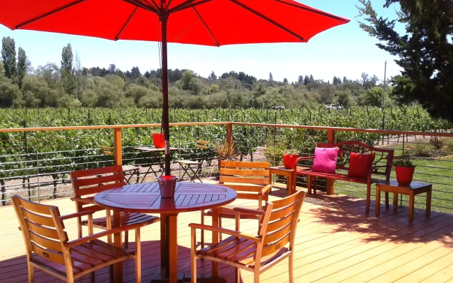 Tasting room deck at Char Vale Vineyards in Russian River Valley, California
