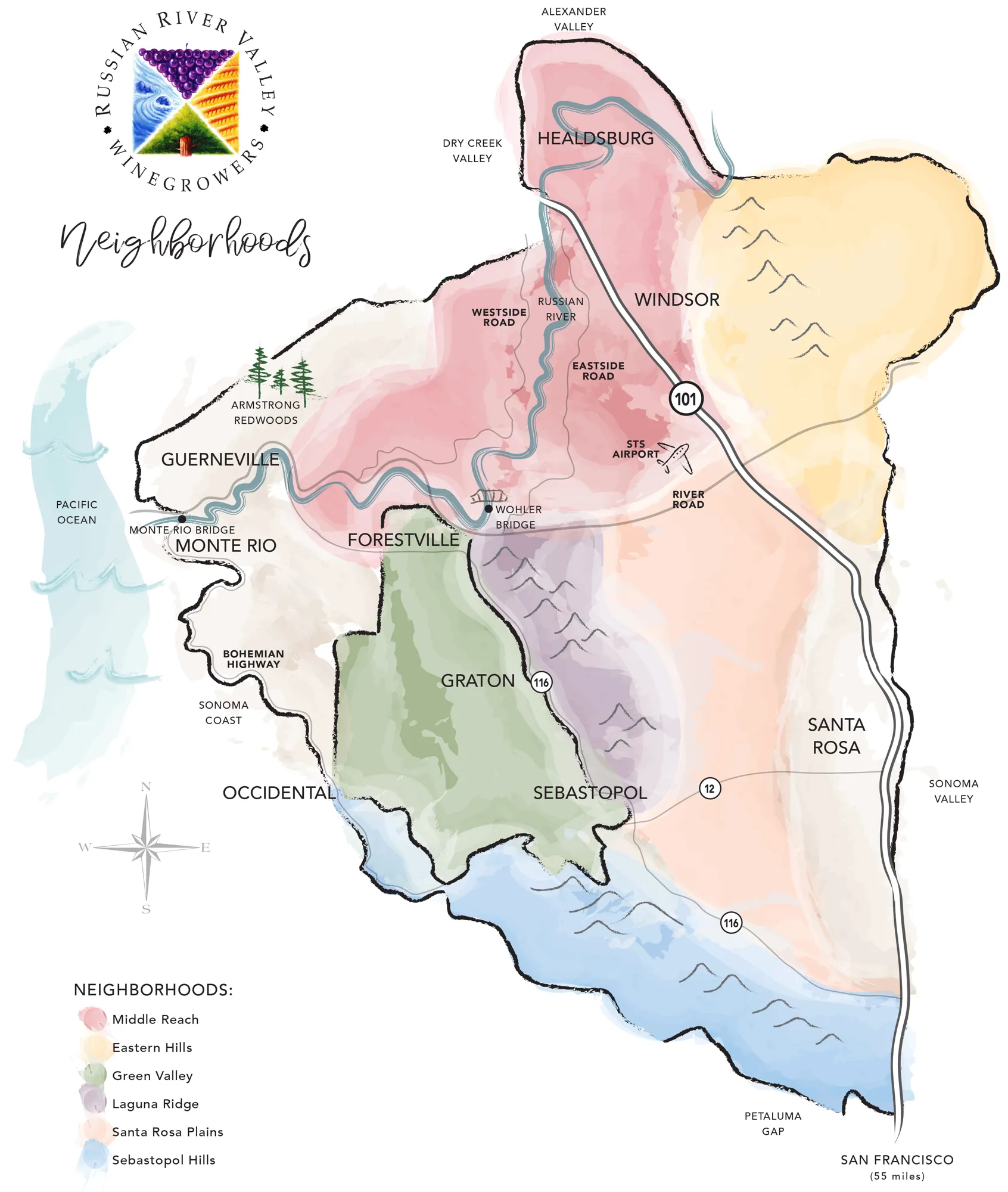 RR.AVAmap2022wL Russian River Valley AVA Map