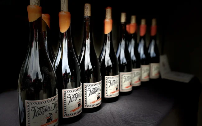 Lineup of Vaughn Duffy wine bottles