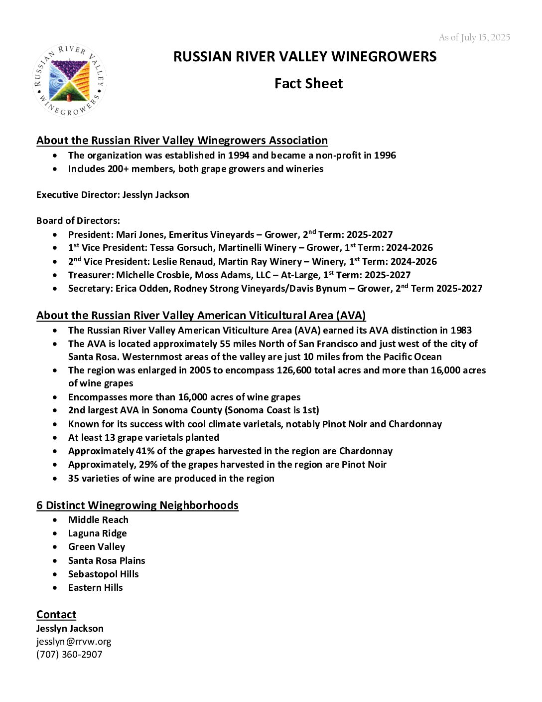 2025 RRVW Fact Sheet